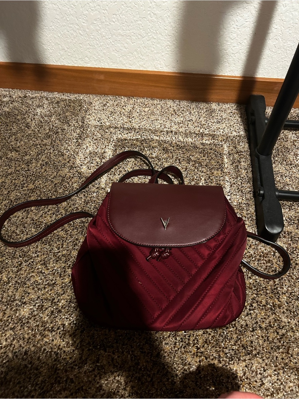 Quilted Burgundy Backpack Bag